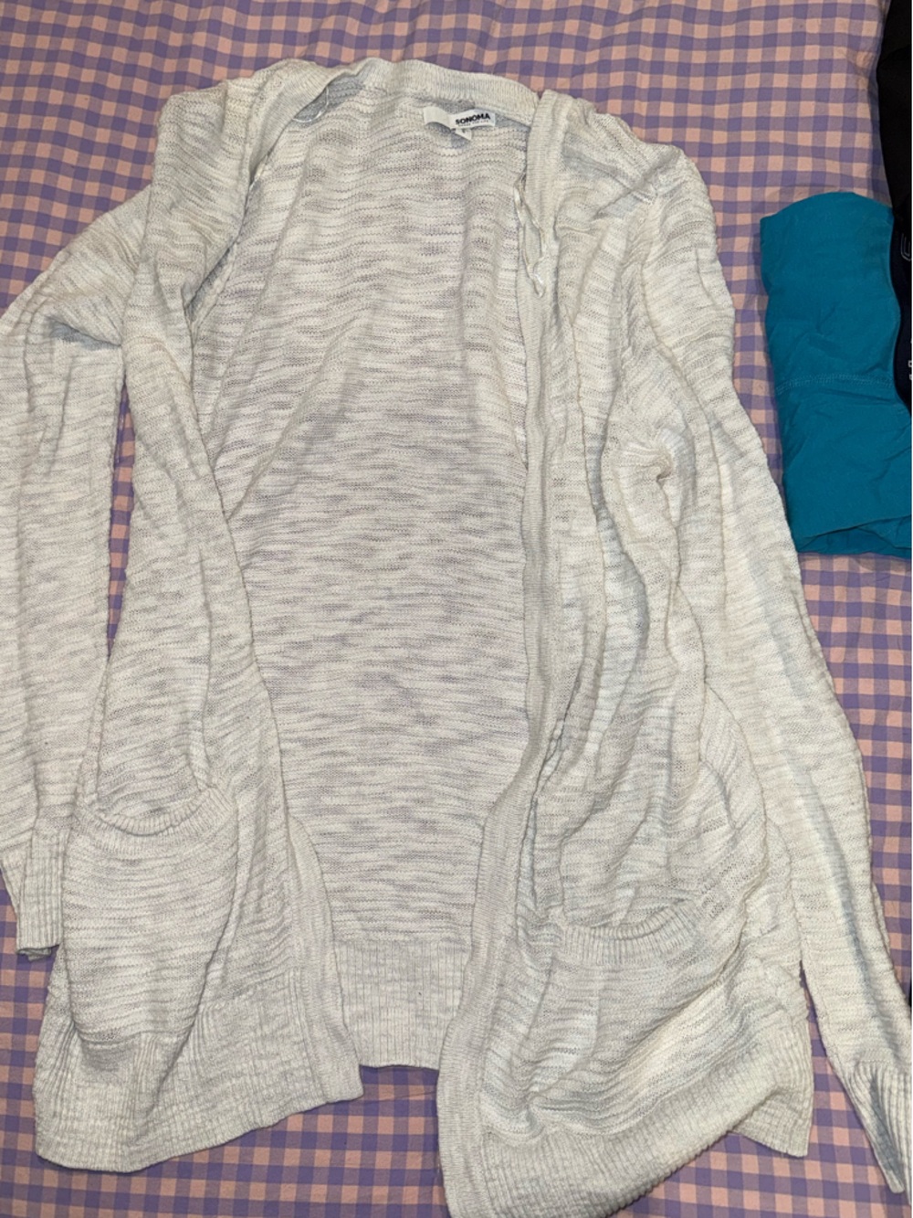 Sonoma Heathered Light Gray Open-Front Cardigan